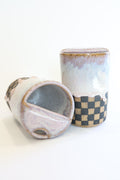 Pink Checkered Travel Mug