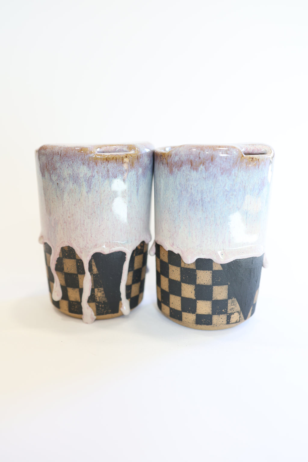 Pink Checkered Travel Mug