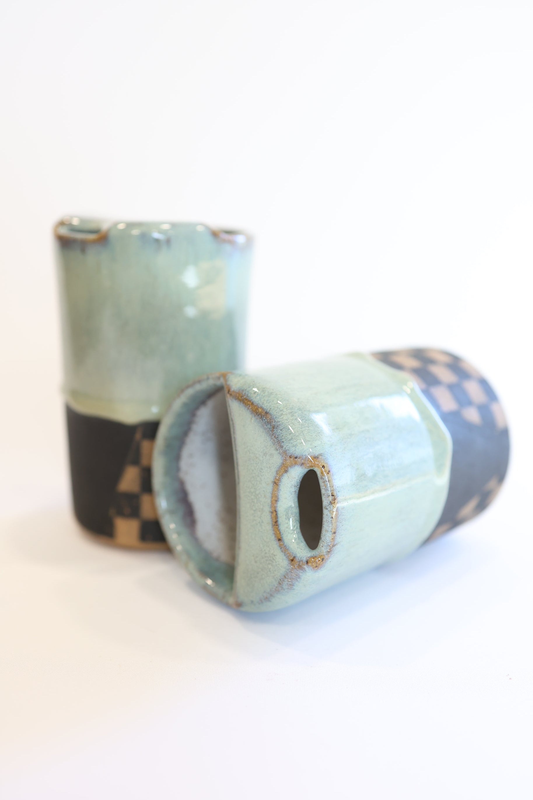 Green Checkered Travel Mug