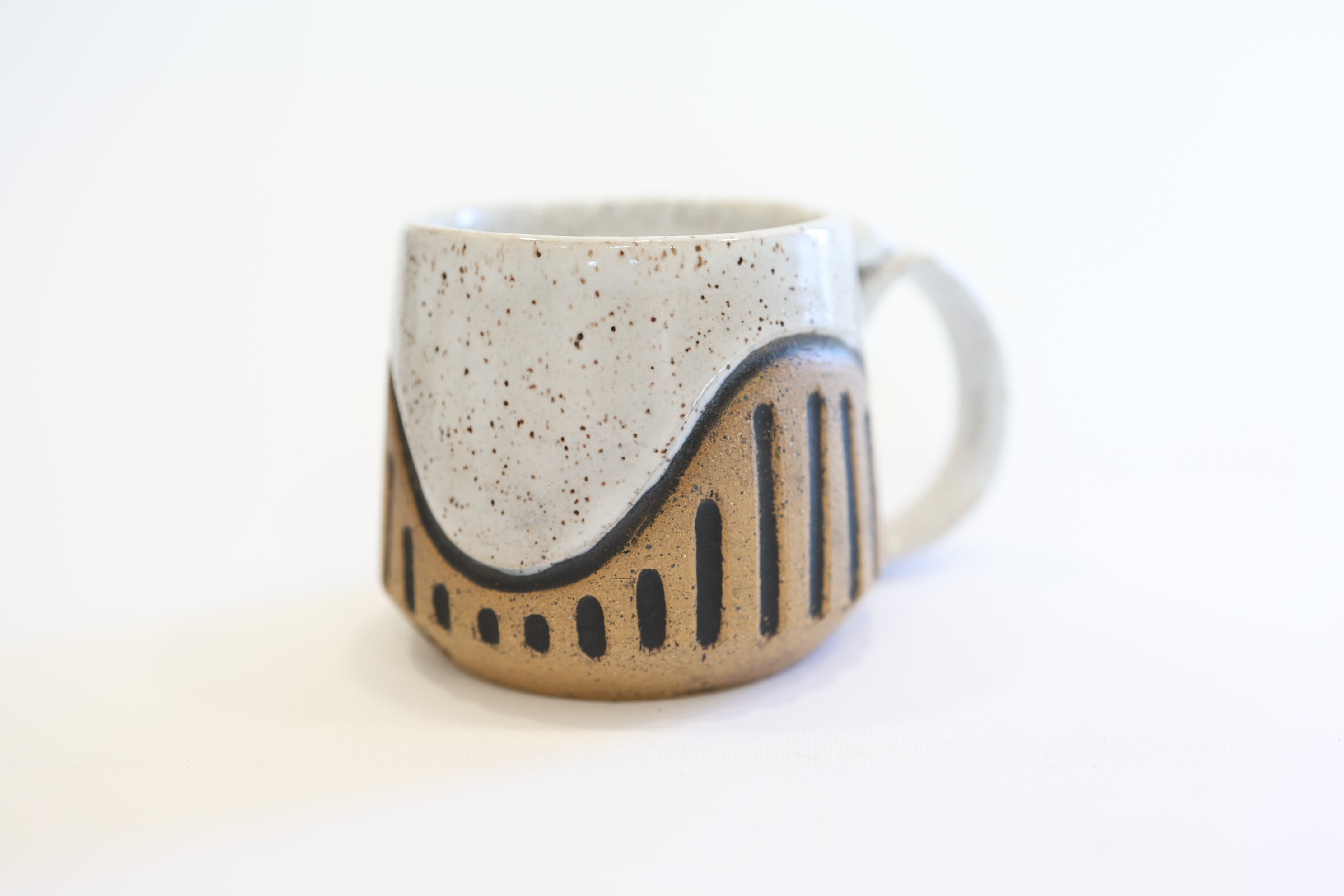 White Carved Mug