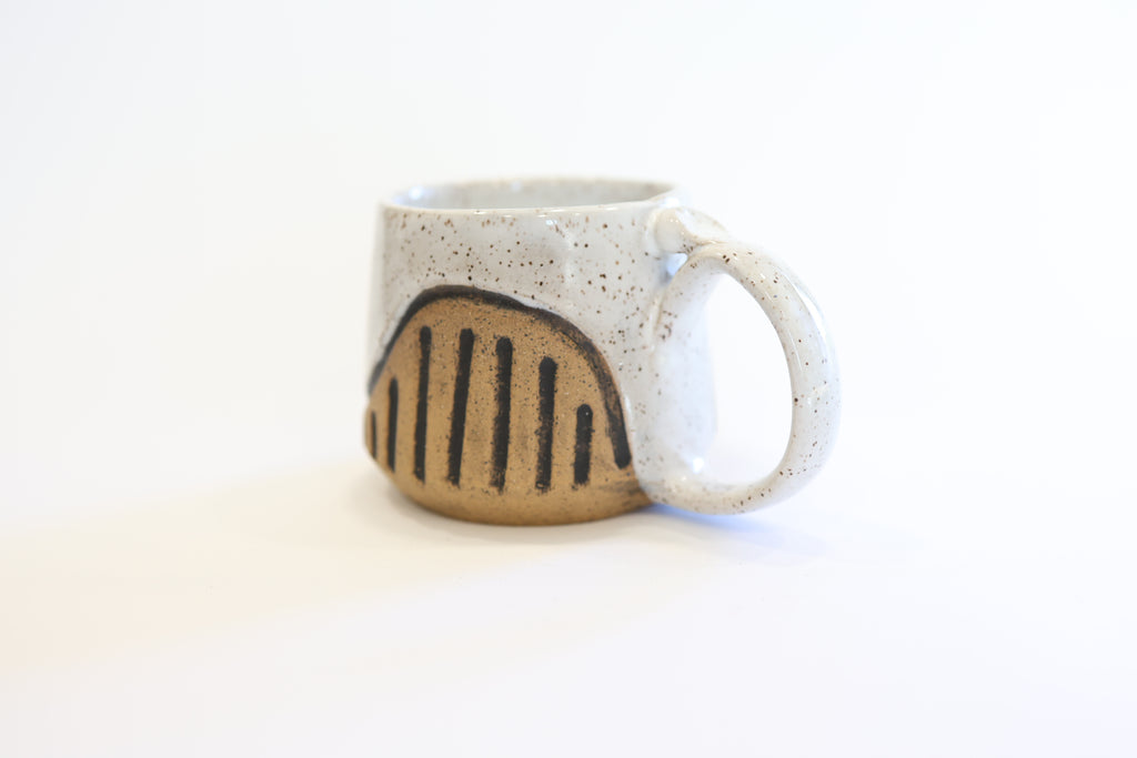 White Carved Mug