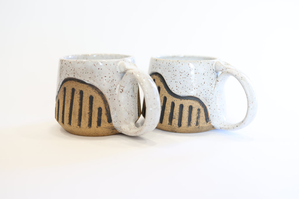 White Carved Mug