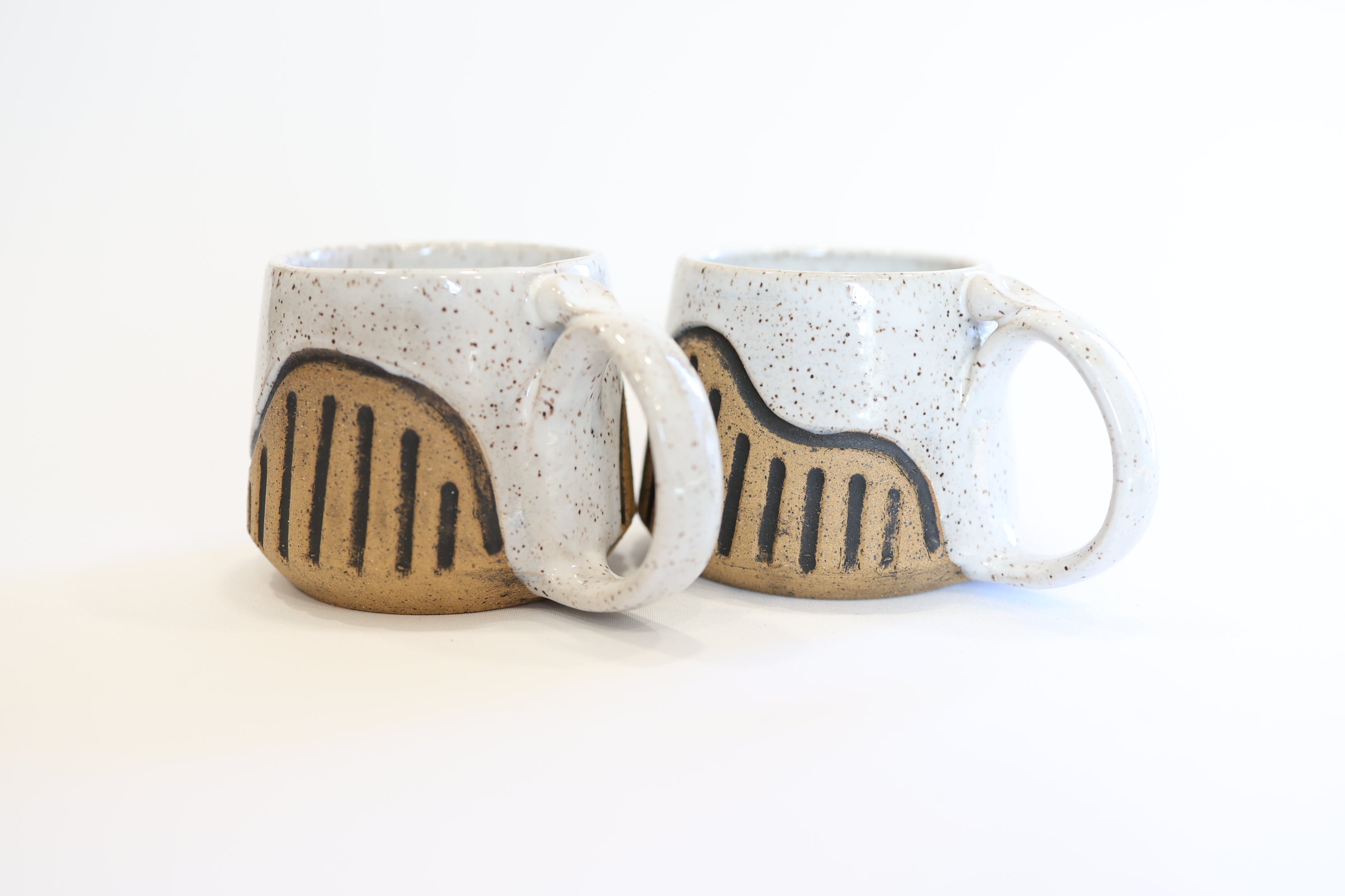 White Carved Mug