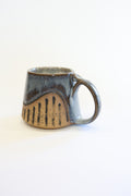 Grey Blue Carved Mug