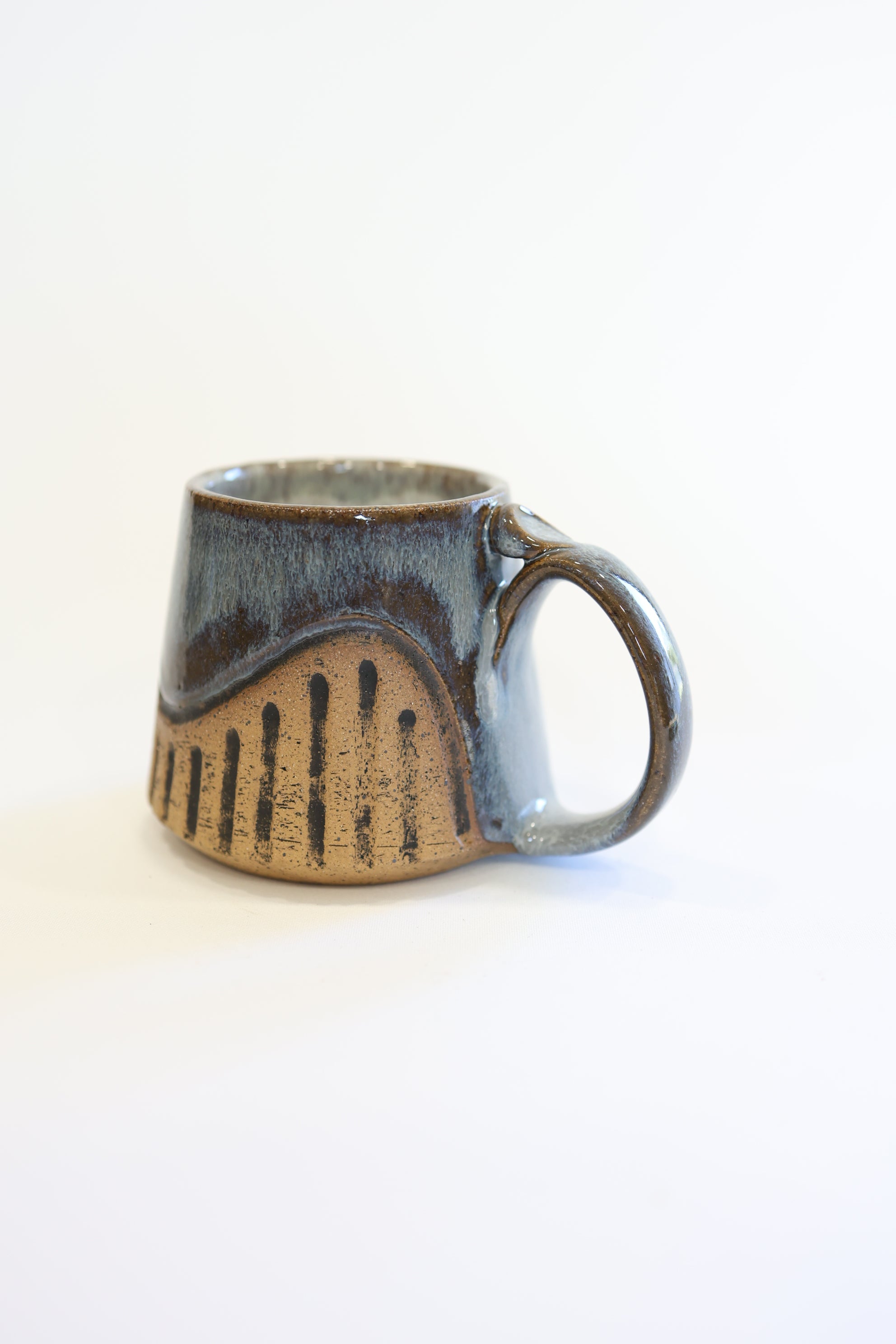 Grey Blue Carved Mug